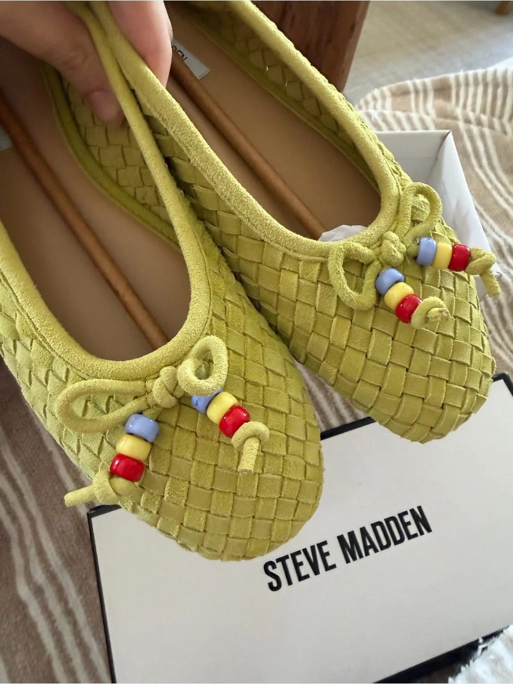 Steve Madden Divy Lime Leather Ballet Flats
